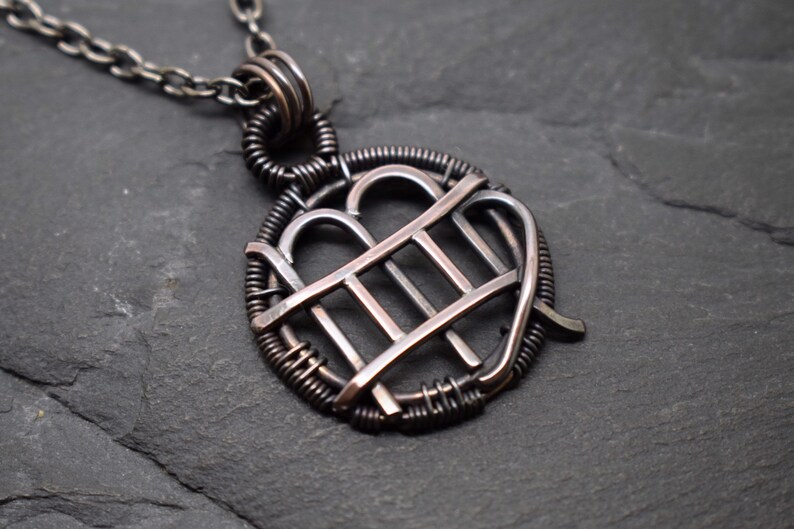 Gemini Virgo Necklace Wire Wrapped Oxidised Copper Combined Etsy