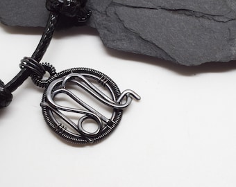 Leo Scorpio combined zodiac sign necklace wire wrapped