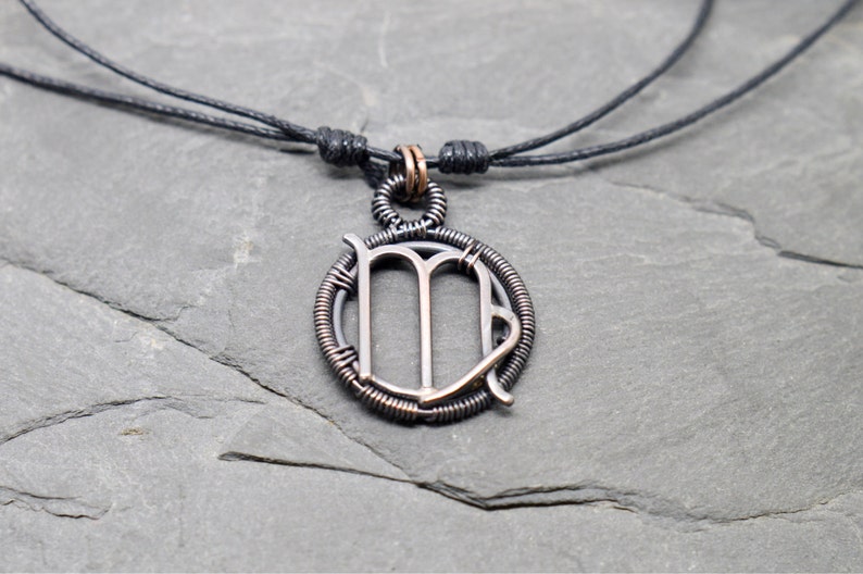 Virgo Necklace Wire Wrapped in Oxidised Copper Zodiac Etsy UK