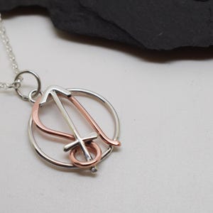 Leo and Sagittarius zodiac necklace - Sterling Silver and Copper Star Sign Pendant, Handmade Astrology Jewellery, Birthday gift for her