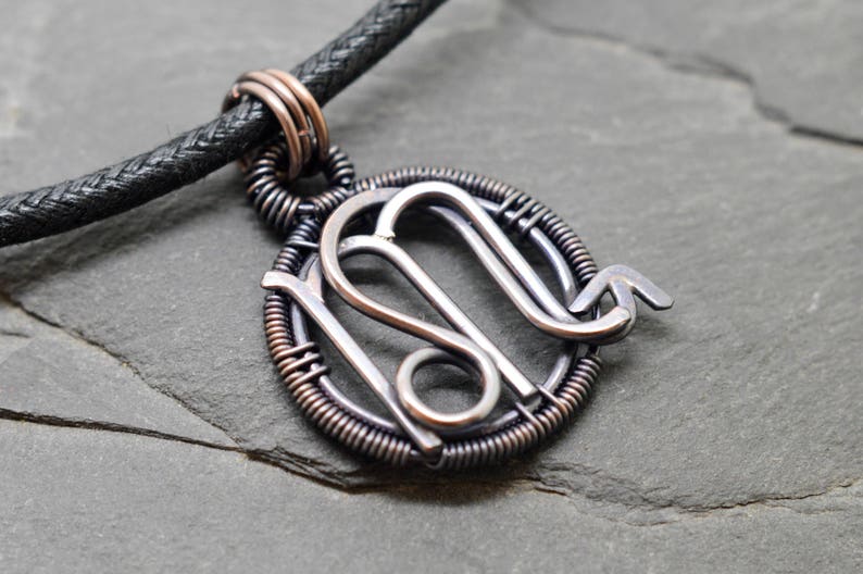 Leo Scorpio combined zodiac sign necklace wire wrapped | Etsy