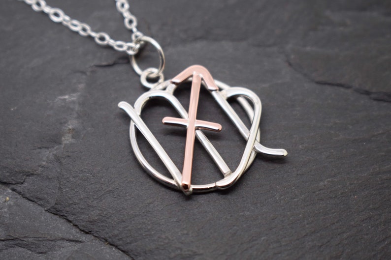 Virgo Sagittarius Necklace Sterling Silver and Polished Copper Etsy