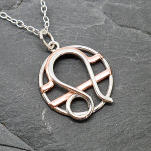 Gioielli combinati Leone-Bilancia, accessori per segni zodiacali in argento sterling e rame lucido, ciondolo astrologico fatto a mano, compleanno, matrimonio