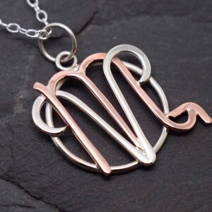 May include: A silver necklace with a rose gold Virgo zodiac sign pendant. The pendant is a circle with the Virgo symbol inside.