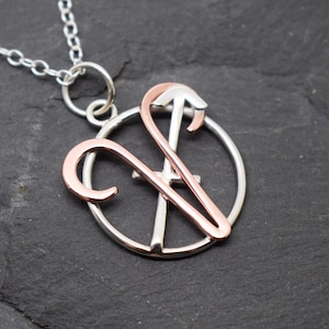 Aries sagittarius necklace sterling silver and polished copper combined zodiacs pendant