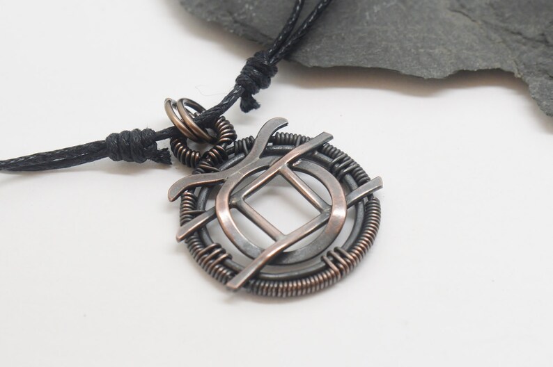 Taurus Gemini Necklace Wire Wrapped Copper Oxidised Combined Etsy