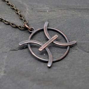Pisces necklace oxidised copper Zodiac
