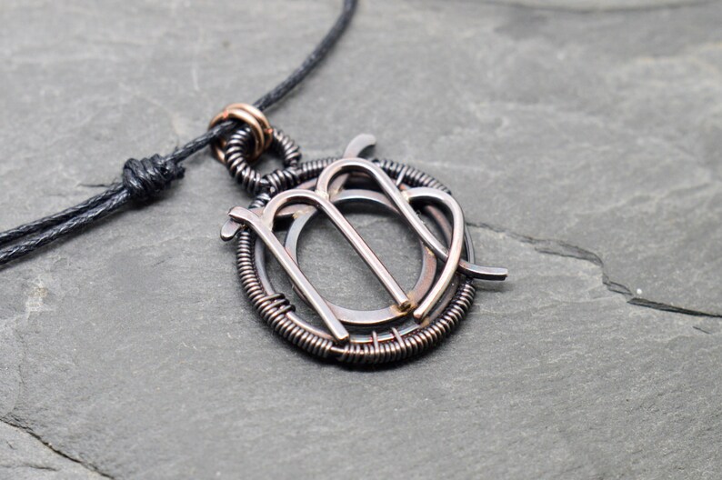 Taurus Virgo Necklace Wire Wrapped Oxidised Copper Combined Etsy