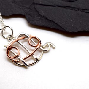 Sterling Silver & Copper Zodiac Necklace: Cancer Scorpio Star Sign