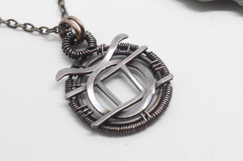 Taurus Gemini Necklace Wire Wrapped Copper Oxidised Combined Etsy