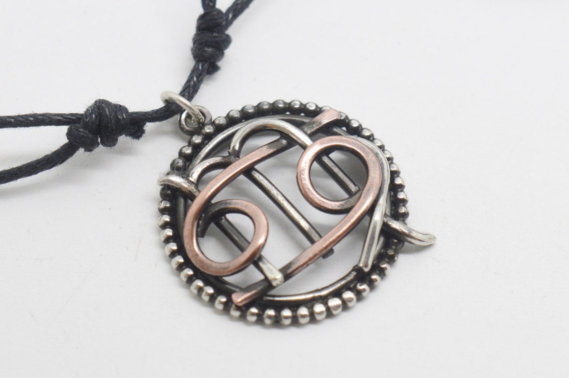 Cancer Virgo Necklace Sterling Silver and Oxidised Copper With Etsy
