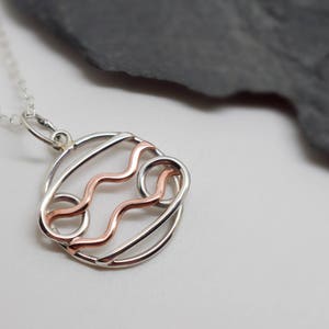 Cancer Aquarius necklace sterling silver polished copper combined zodiacs