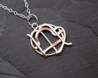 Virgo and Libra Zodiac Necklace: Sterling Silver Copper Astrology Pendant