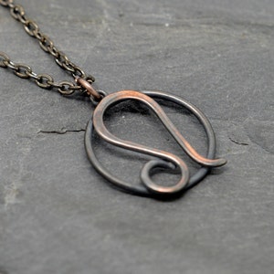 Leo necklace oxidised copper
