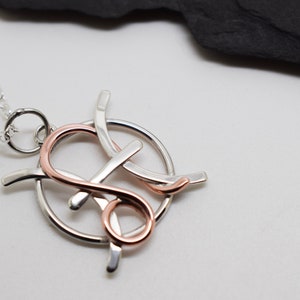 Leo and Pisces Zodiac Necklace - Sterling Silver and Copper Star Sign pendant, Handmade Astrology Jewellery, Birthday Gift for Her