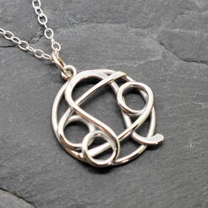 Cancer and Leo Zodiac Necklace -Sterling Silver Star Sign Pendant, Handmade Astrology Charm, Birthday gift for couples