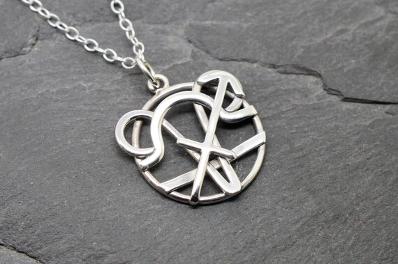 Aries Libra Sagittarius Necklace Sterling Silver Triple Combined Zodiacs