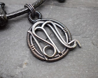 Leo Scorpio combined zodiac sign necklace wire wrapped