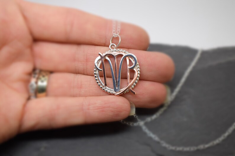 Aries Virgo Necklace Sterling Silver and Copper With Beaded Etsy