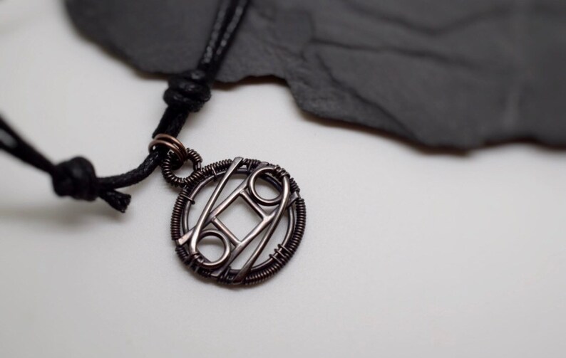 Gemini Cancer Necklace Wire Wrapped Oxidised Copper Etsy