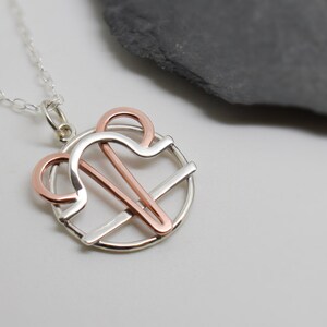 Aries libra necklace sterling silver and polished copper combined zodiacs image 4