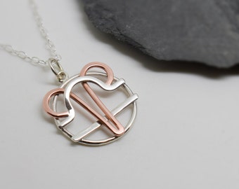 Sterling Silver Aries Libra Zodiac Necklace: Astrology Charm Pendant