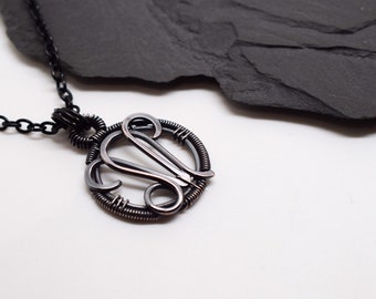 Aries and Leo Zodiac Necklace, wire wrapped copper star sign pendant, Handmade Astrology Jewellery, Birthday gift for him
