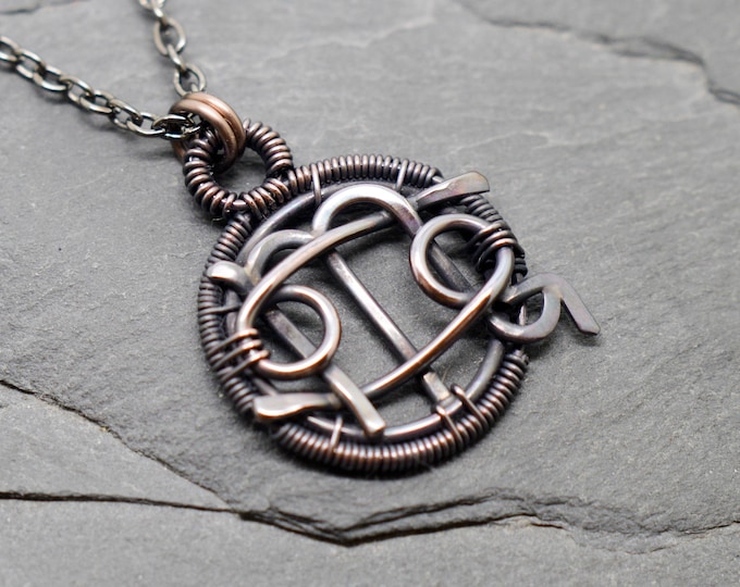 Cancer Scorpio combined zodiac necklace wire wrapped