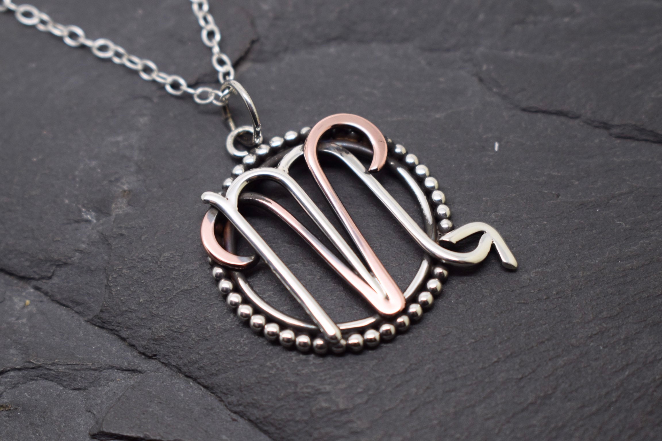 Aries Scorpio Necklace Sterling Silver 