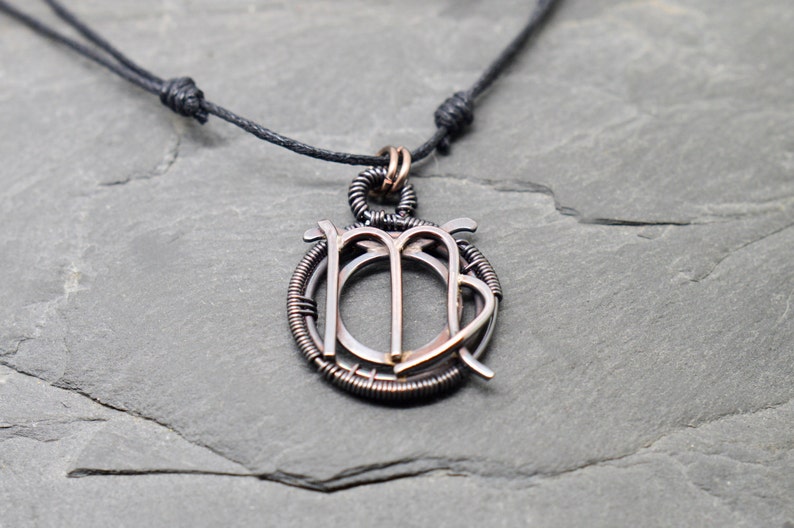Taurus Virgo Necklace Wire Wrapped Oxidised Copper Combined Etsy