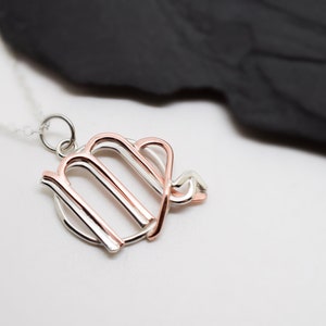 Virgo and Scorpio Zodiac Necklace: Sterling Silver & Copper Astrology Pendant