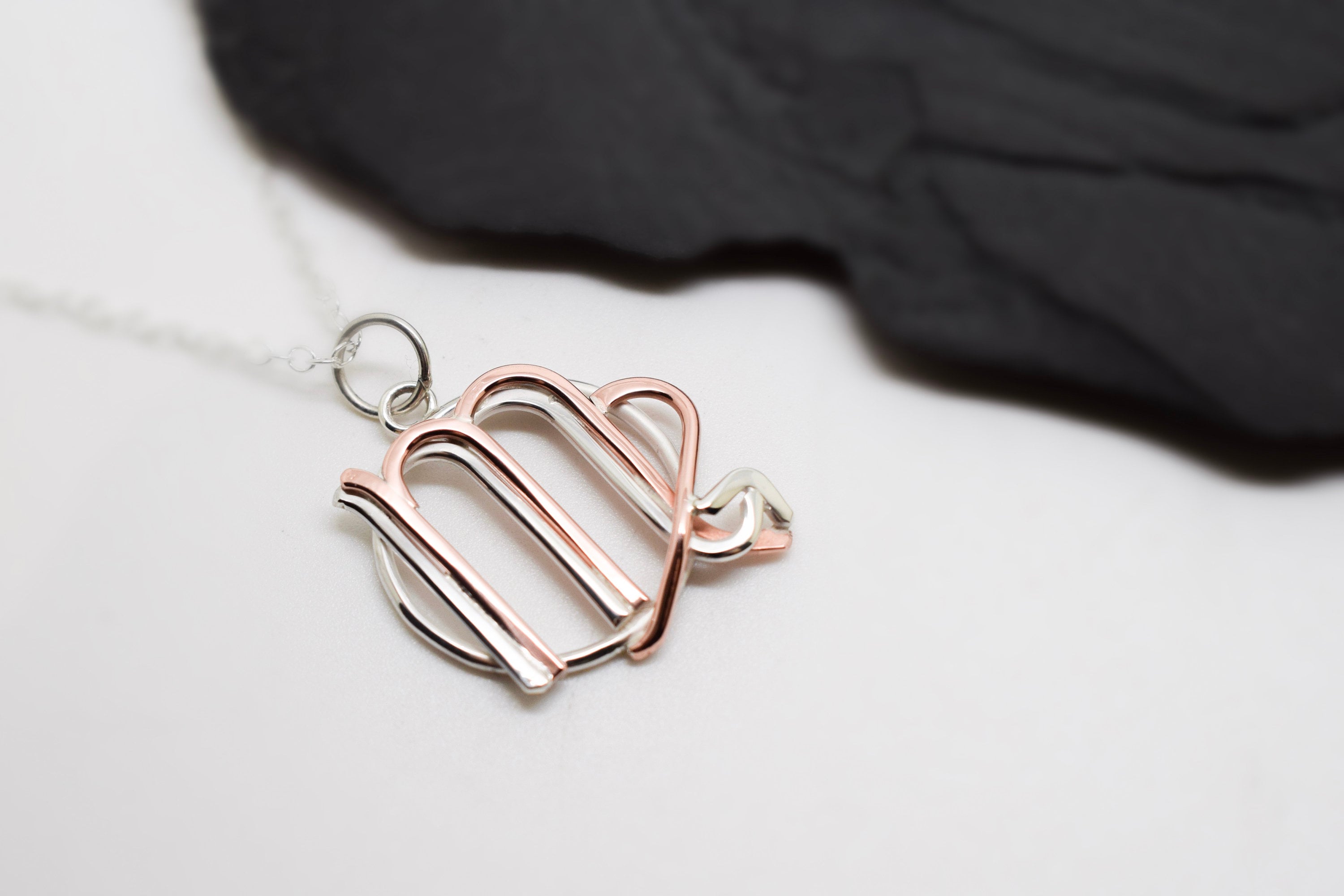 Virgo Scorpio necklace sterling silver and polished copper Etsy