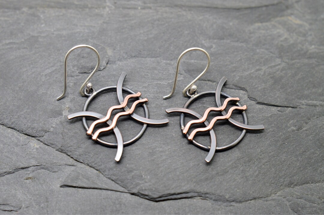 Waterman vissen oorbellen geoxideerd en gepolijst koper zodiacs Etsy Nederland