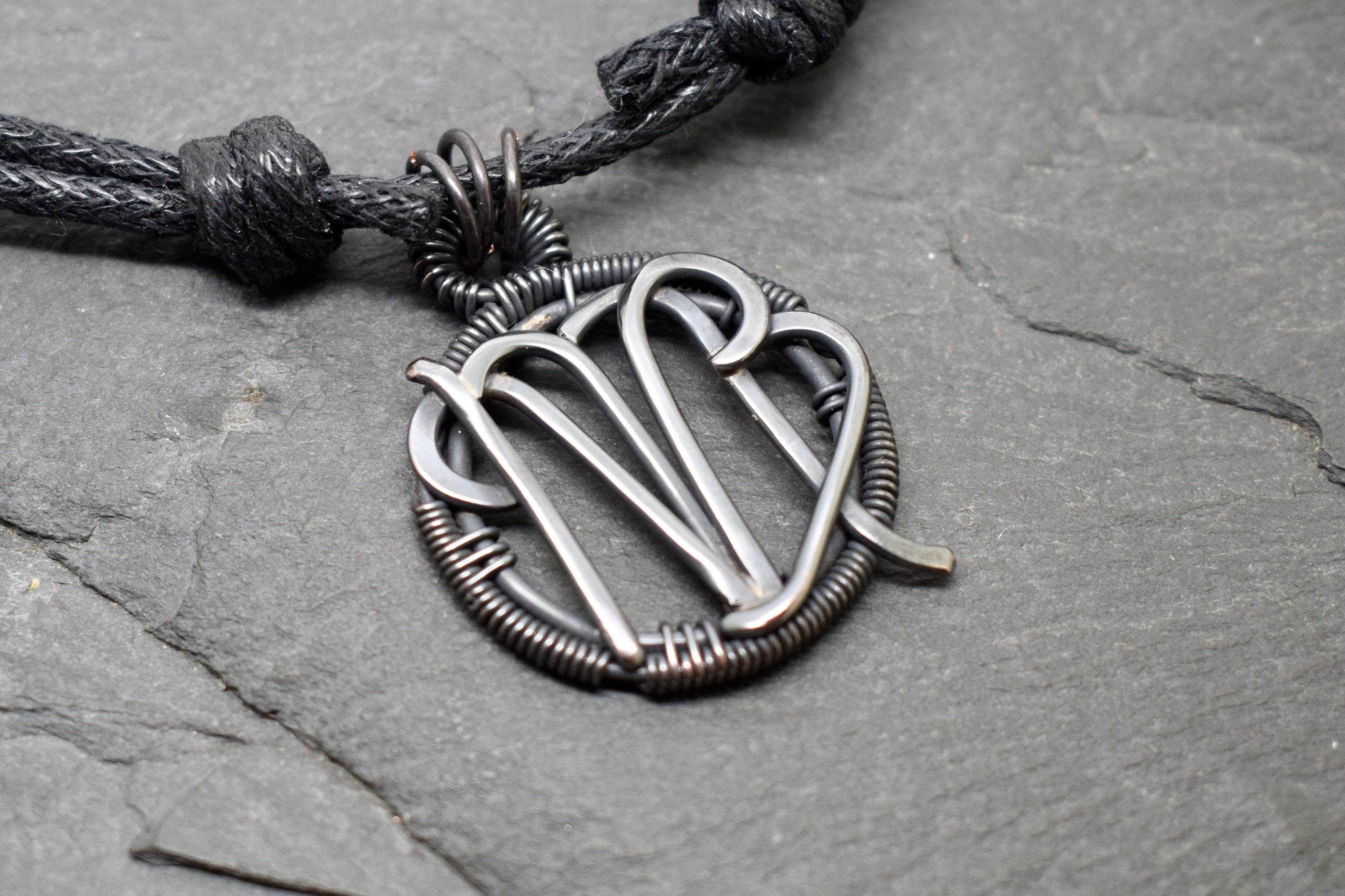 Aries Virgo combined zodiac necklace, wire wrapped oxidised copper star sign pendant, handmade astrology jewelry, birthday gift for him her