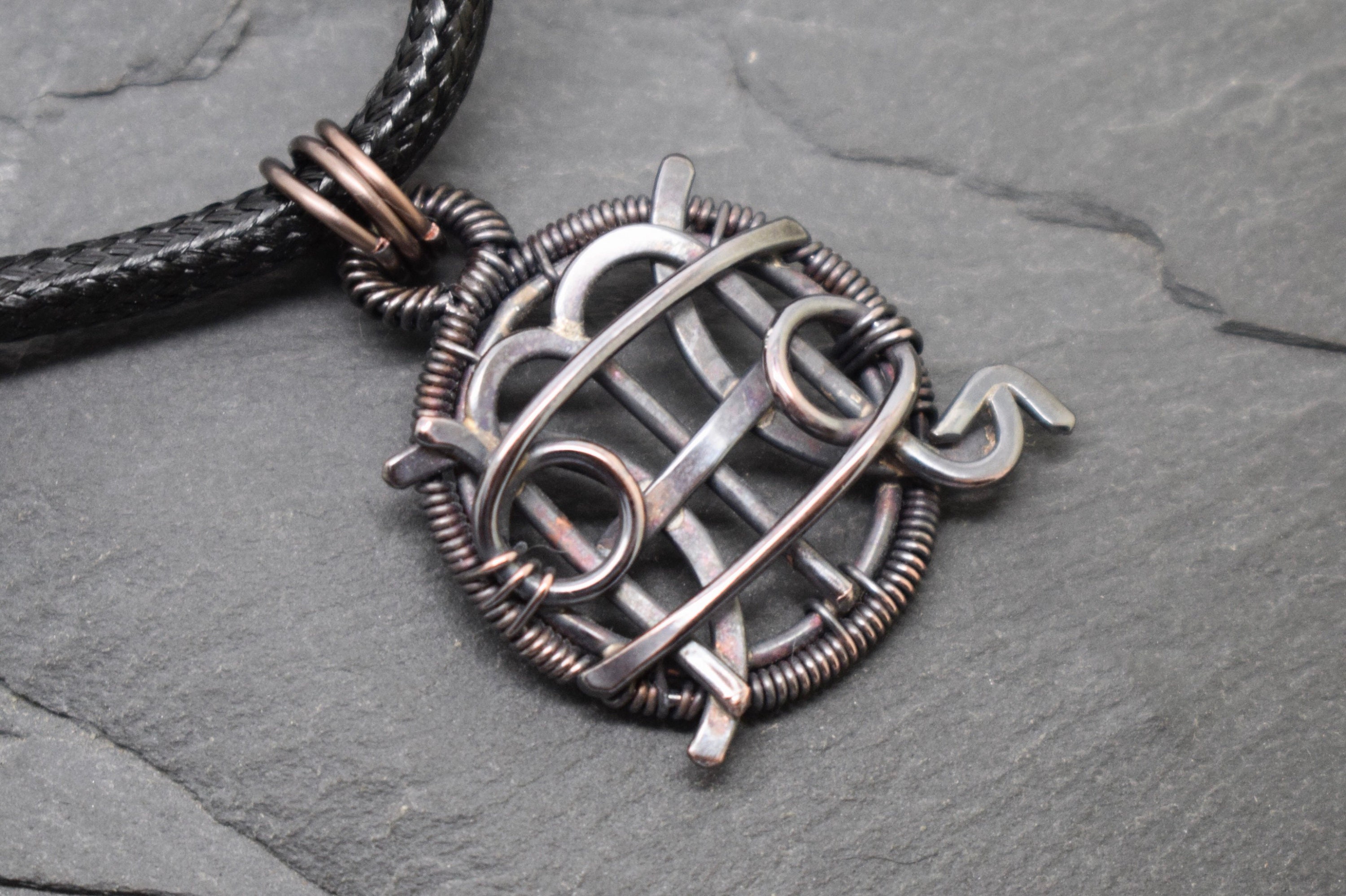 Cancer Scorpio Pisces Necklace Wire Wrapped Oxidised Copper Combined Zodiacs