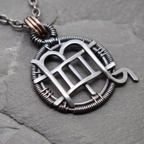 Gemini Scorpio Necklace Wire Wrapped Oxidised Copper Etsy