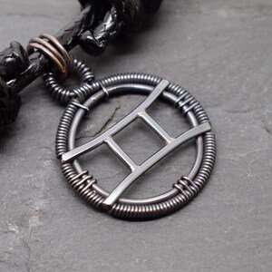 Gemini zodiac necklace, wire wrapped oxidised copper star sign pendant, handmade astrology jewelry, birthday gift for her him