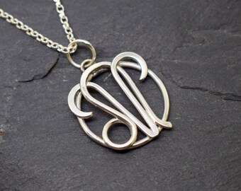 Aries Leo Zodiac Sterling Silver Pendant: Handmade Celestial Necklace