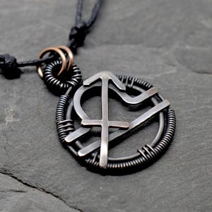 Libra sagittarius necklace wire wrapped oxidised copper combined zodiacs