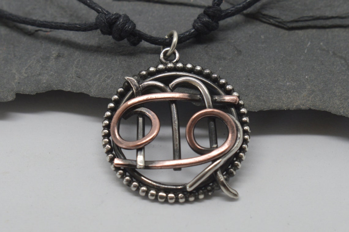 Cancer Virgo Necklace Sterling Silver and Oxidised Copper With Etsy