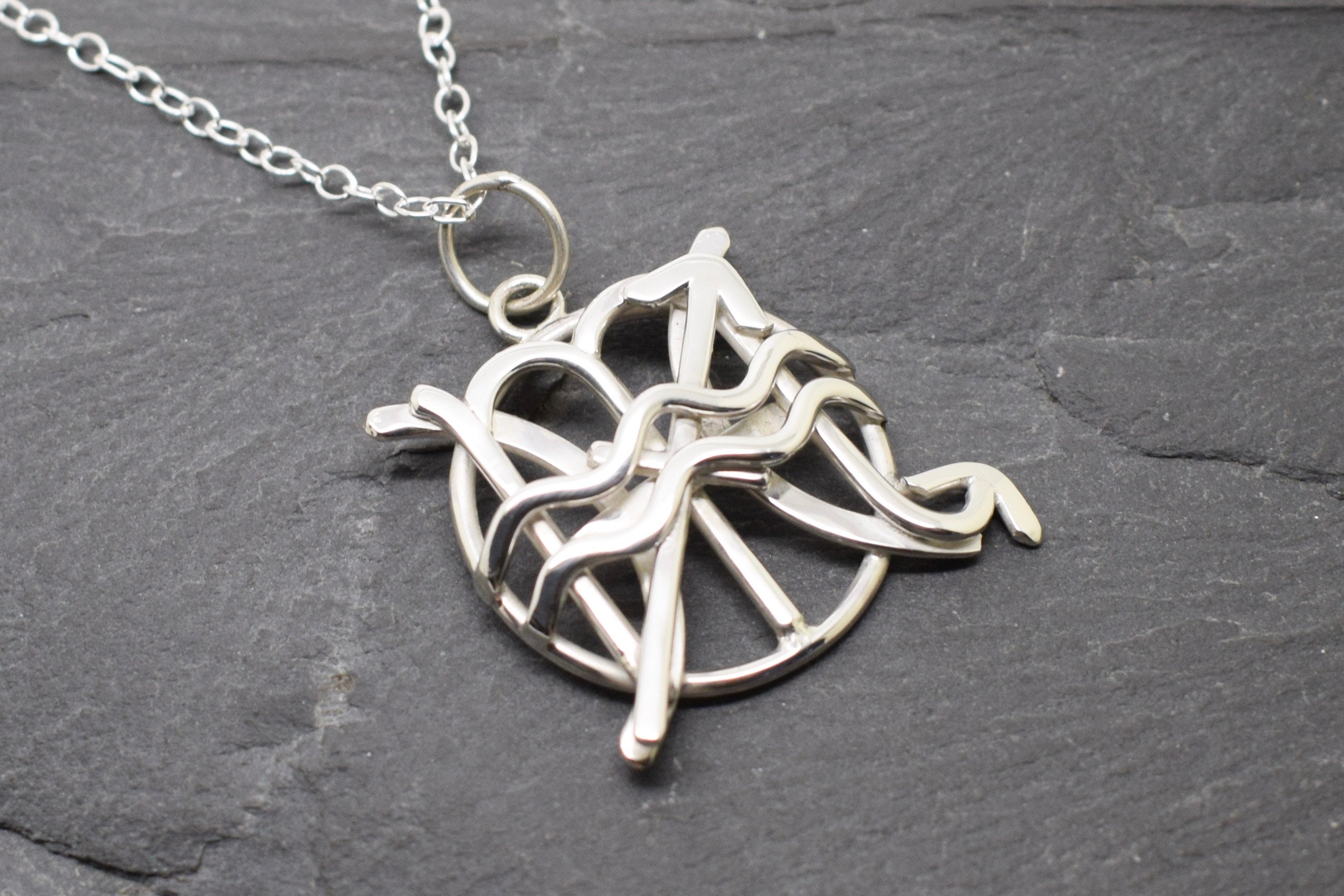 Scorpio Sagittarius Aquarius Pisces Necklace Sterling Silver Quadruple Zodiacs