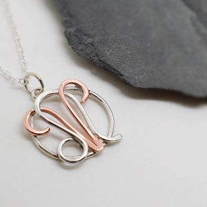 Ram leeuw ketting sterlingzilver en gepolijst koper