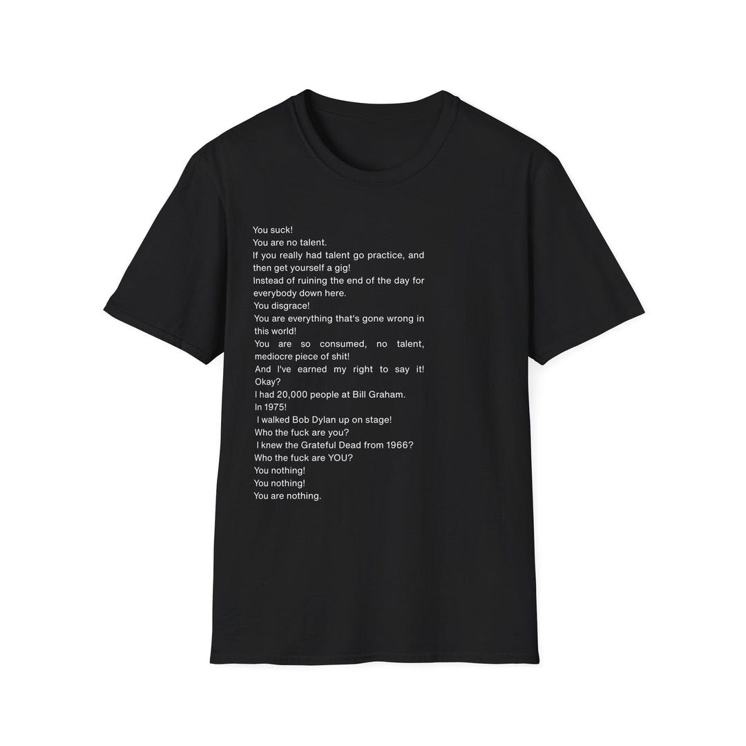 Angry Trumpet Guy Monologue T-shirt | Minimal White Typewriter Poem on ...
