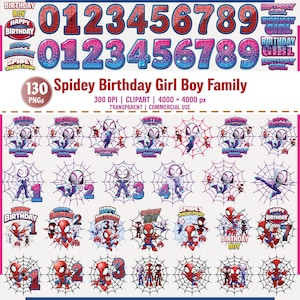 Spider-Man-födelsedagsflicka pojkefamilj PNG Clipart-paket Spindel