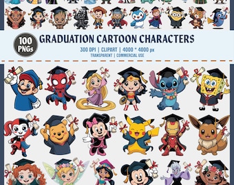 Graduation Cartoon Characters PNG Clipart Bundle