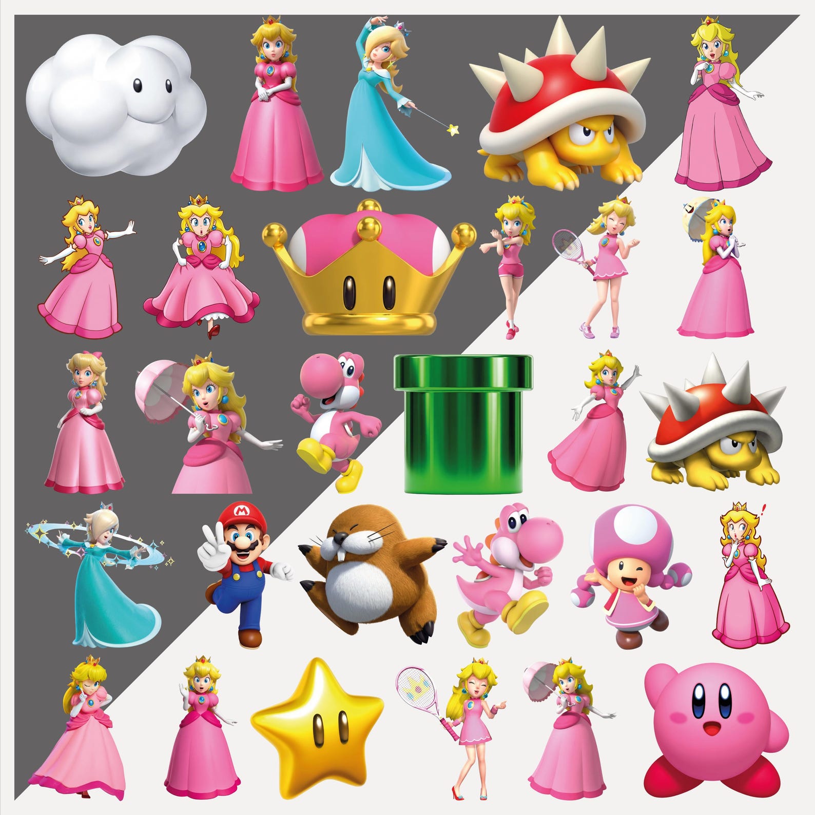Super Mario Princesses PNG Clipart Bundle, Princess Peach Png, 100 ...