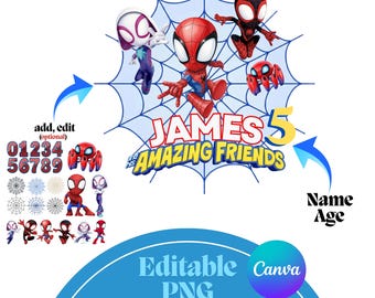 Amazing Friends Editable Spidey Birthday Name Age Canva Template