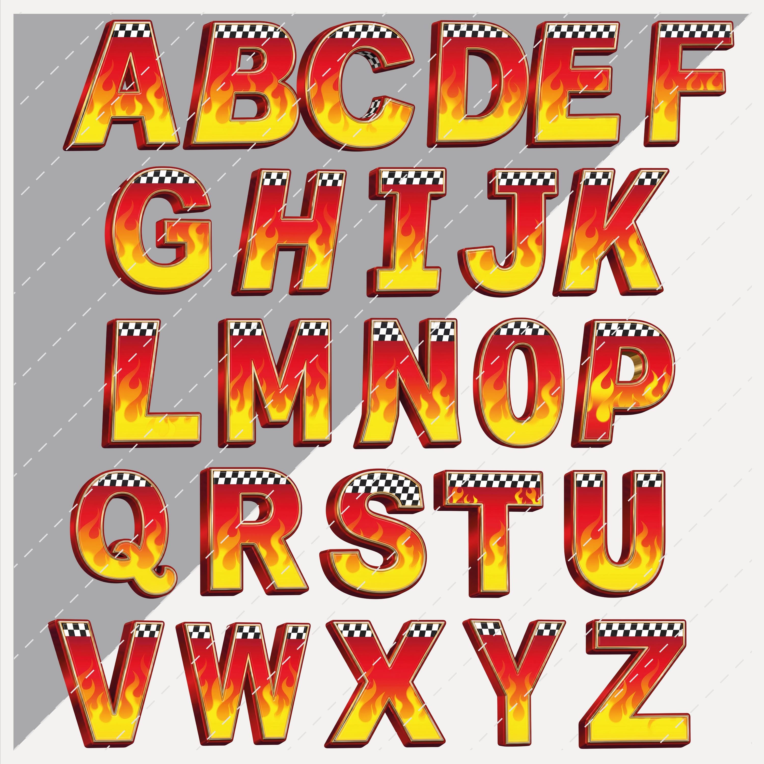 Race Car Alphabet PNG Clipart Bundle Birthday Letters Numbers - Etsy