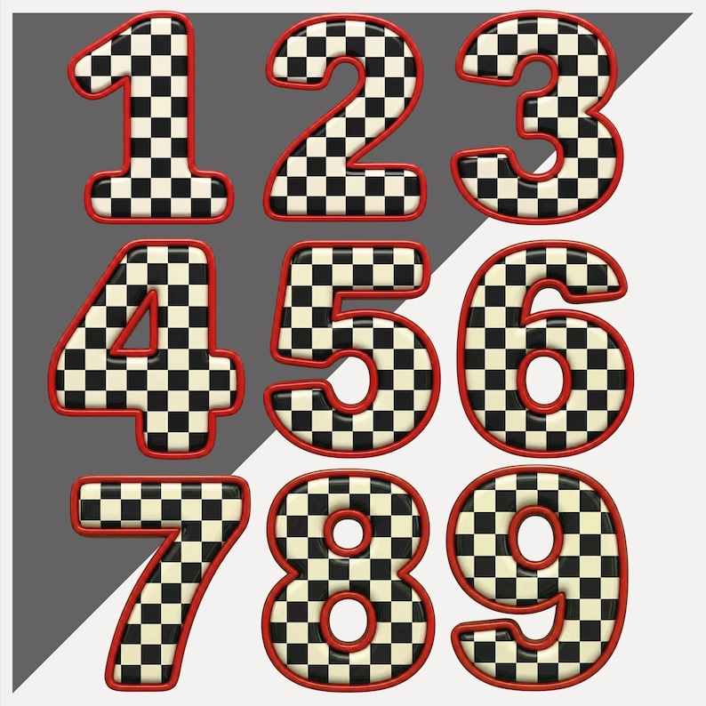 Printable Car Numbers Race Car Birthday Mcquen PNG Clipart Set With Numbers and Icons - Etsy