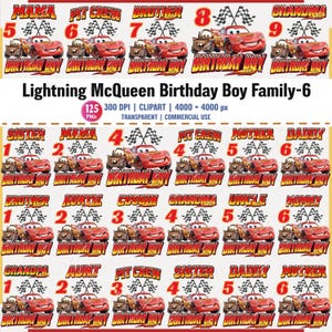 Lightning McQueen Family Birthday Boy PNG Clipart Set